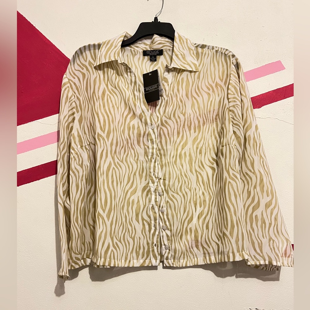 Drop Shoulder Sheer Shirt Without Bra